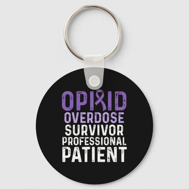 Opioid Overdose Awareness Warrior Survivor 59 Key Ring (Front)