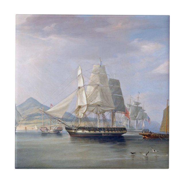 Opium Clipper Ships 1824 Ceramic Tile (Front)