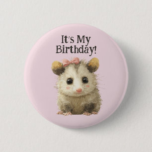 Opossum Birthday Button • Cute Woodland Party