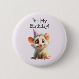 Opossum Birthday Button • Cute Woodland Party
