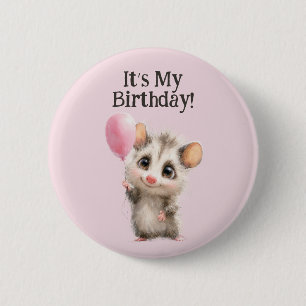 Opossum Birthday Button • Cute Woodland Party