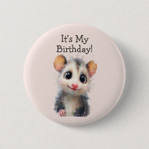 Opossum Birthday Button • Cute Woodland Party