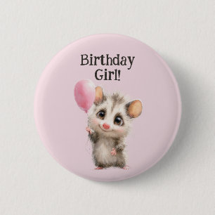 Opossum Birthday Button • Cute Woodland Party