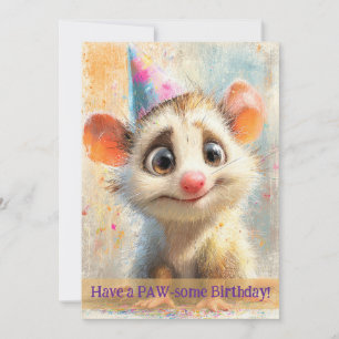 Opossum Birthday Card