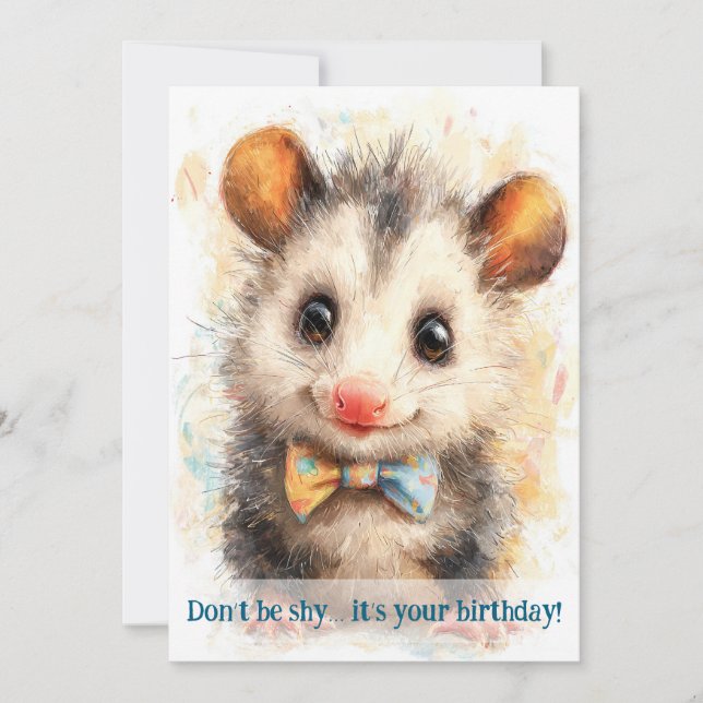 Opossum Birthday Card (Front)