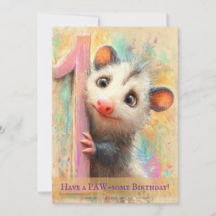 Opossum Birthday Card