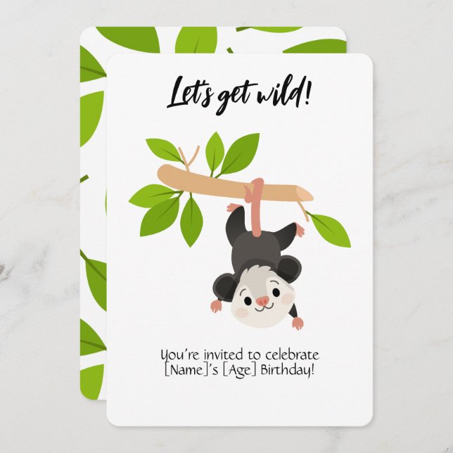 Opossum Birthday Invitation (Front/Back)
