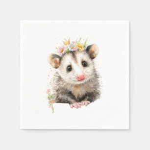 Opossum Birthday Napkin • Cute Woodland Party Serv