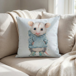 Opossum Birthday Pillow • Woodland Animal Decor