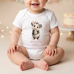 Opossum Birthday Romper • Woodland Animal Outfit Baby Bodysuit