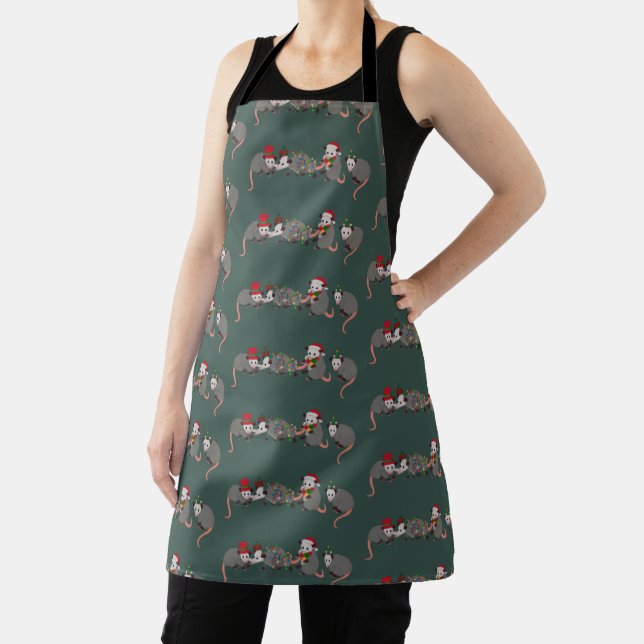 Opossum Christmas Cute Wild Animals Funny Xmas Apron (Insitu)