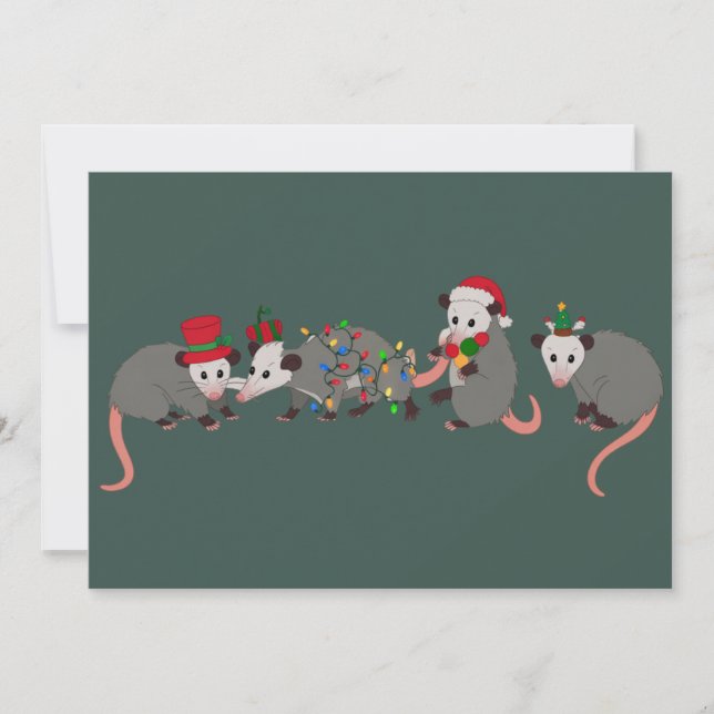 Opossum Christmas Cute Wild Animals Funny Xmas Holiday Card (Front)