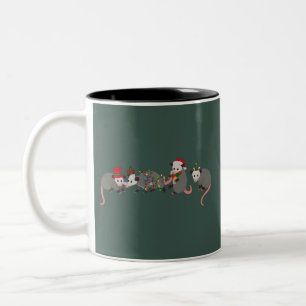 Opossum Christmas Cute Wild Animals Funny Xmas Two-Tone Coffee Mug