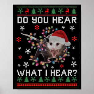 Opossum Christmas Do You Hear What I Hear Xmas Opo Poster