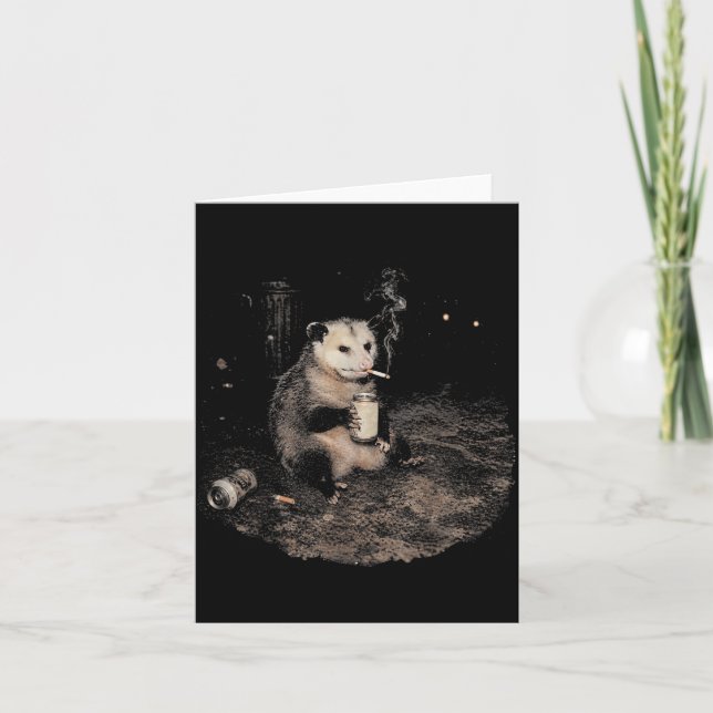 Opossum Cigarette Funny Smoking Opossum Meme Card (Front)