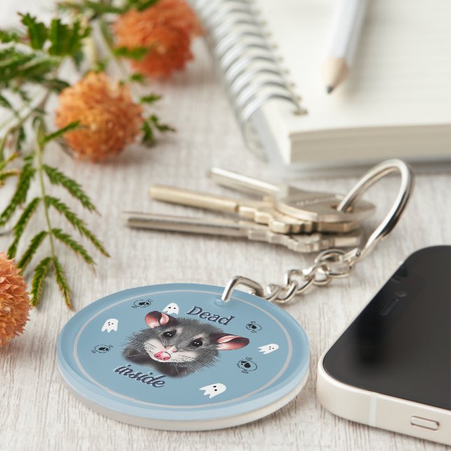 Opossum Dead Inside Acrylic Key Ring (Front Right)