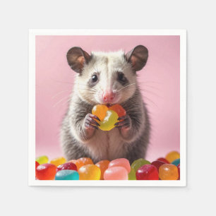 Opossum Eating Gummy Sweeties Napkin
