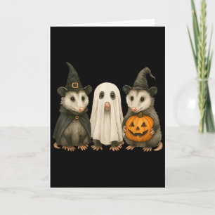 Opossum Halloween Possum Witch Ghost Pumpkin  Card