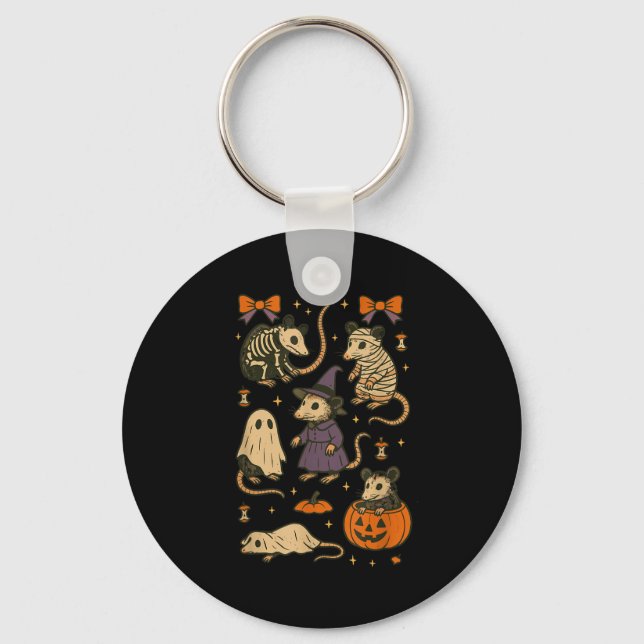 Opossum halloween witch mummy skeleton ghost  key ring (Front)