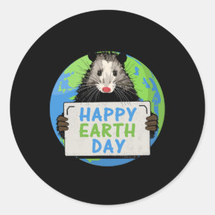 Opossum Happy Earth Day Lovers Funny Possum  Classic Round Sticker