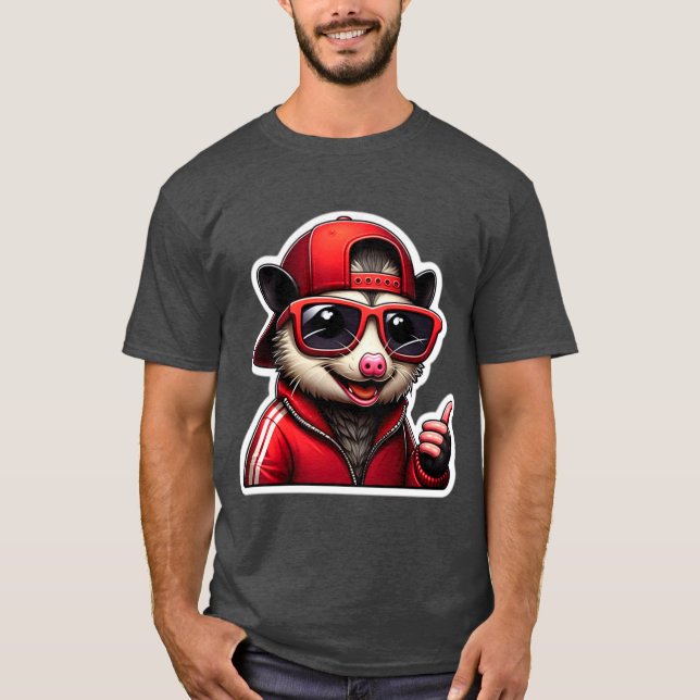 OPOSSUM IN RED TRACK SUIT T-Shirt (Front)