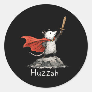 Opossum Knight Mediaeval Fair Possum Meme Weird Mu Classic Round Sticker