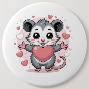 Opossum Love and Friendship Cute Animal Heart Desi 6 Cm Round Badge