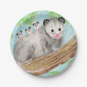 Opossum Mum Paper Plate