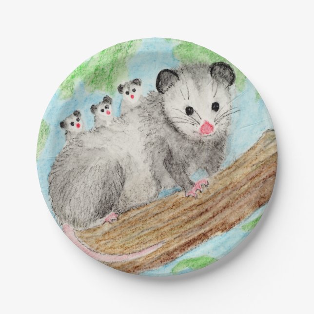 Opossum Mum Paper Plate (Front)