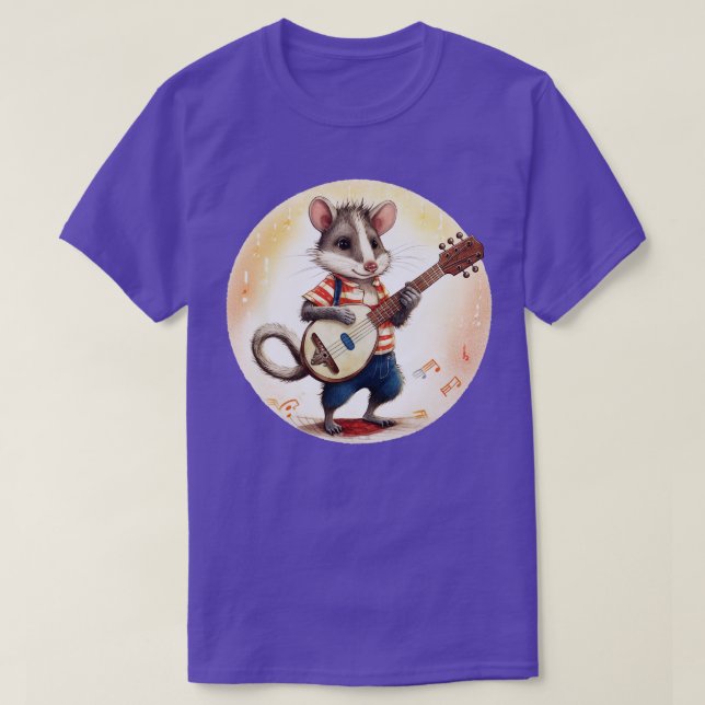 Opossum playing banjo T-Shirt (Design Front)
