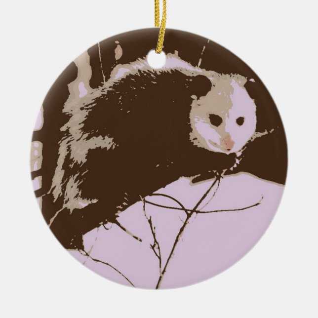 Opossum Pop Art Ceramic Tree Decoration (Front)