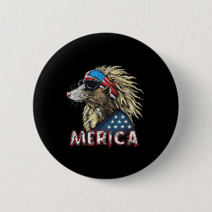 Opossum Possum - Patriotic Usa 4th Of July America 6 Cm Round Badge