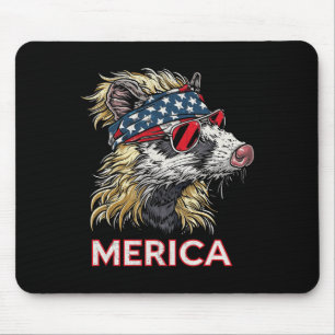 Opossum Possum - Patriotic Usa 4th Of July America Mouse Pad