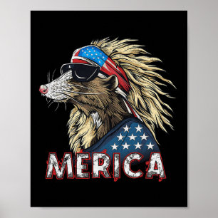 Opossum Possum - Patriotic Usa 4th Of July America Poster