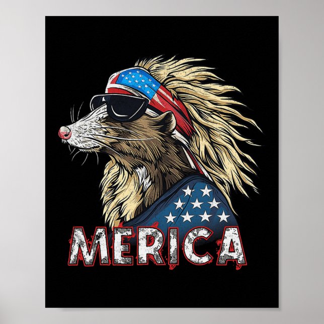 Opossum Possum - Patriotic Usa 4th Of July America Poster (Front)