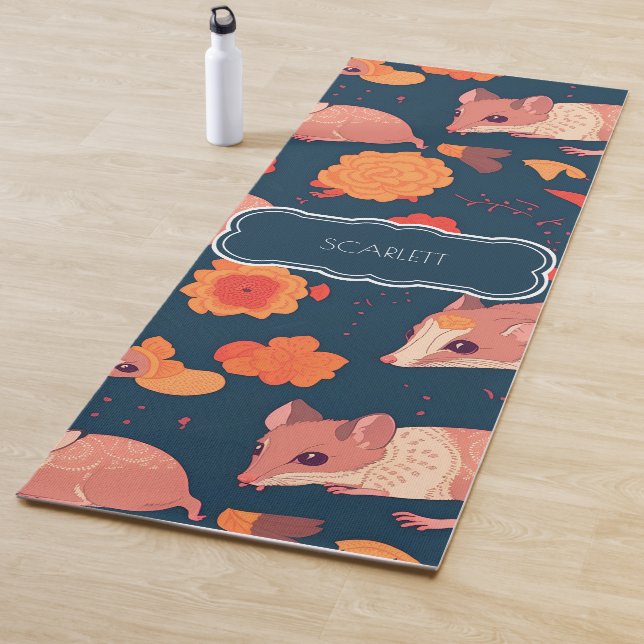 Opossum Retro Colourful Personalised Pattern Yoga Mat (In Situ)