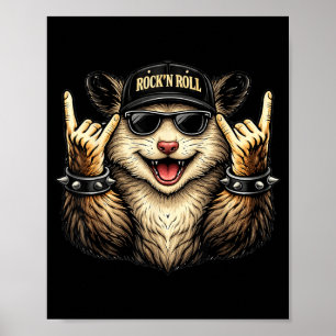 Opossum Rock On Music Heavy Metal Funny Men Women Poster
