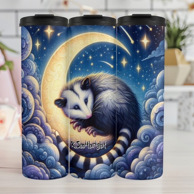 Opossum Sleeping on the Moon Thermal Tumbler (Creator Uploaded)