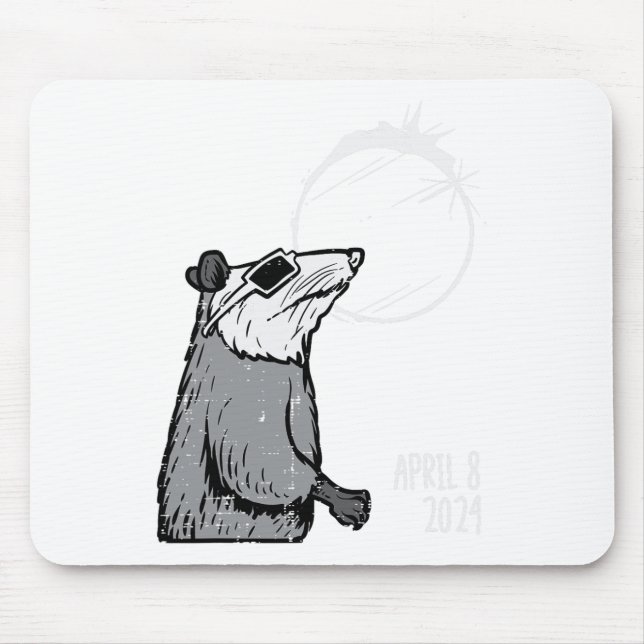 Opossum Solar Eclipse 2024 Totality April 8 Men Wo Mouse Pad (Front)