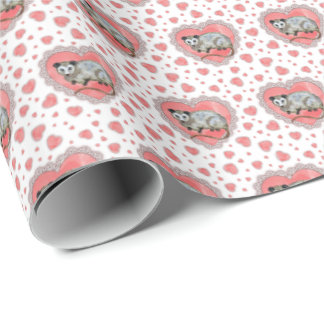 Opossum Valentine's Day Wrapping Paper