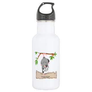 Opossum with sign 532 ml water bottle