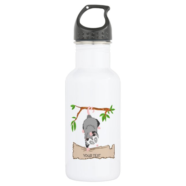 Opossum with sign 532 ml water bottle (Front)