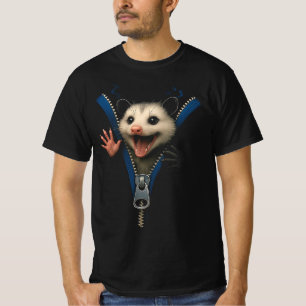 Opossum Zipper Illusion   3D Funny Playing Possum  T-Shirt