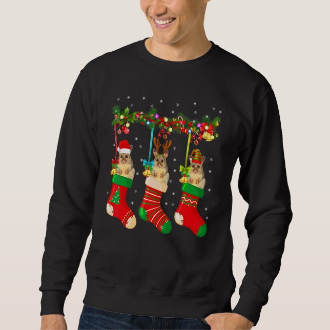 Opossums In Xmas Socks Christmas Santa Elf Reindee Sweatshirt (Front)