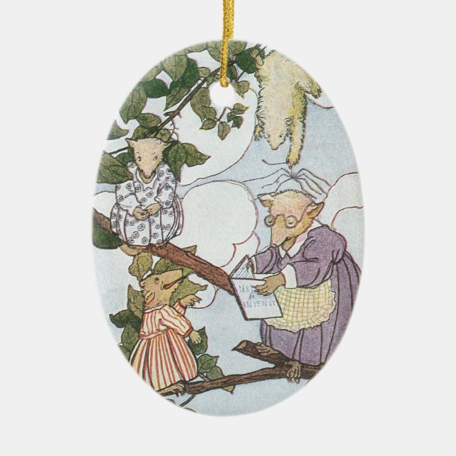 Opossums Make Reluctant Students Ceramic Ornament (Front)
