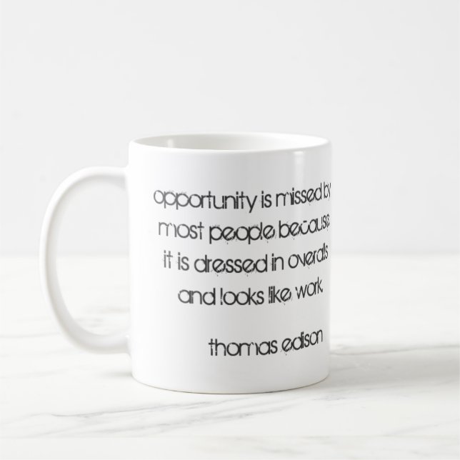Opportunity quote by Thomas Edison Coffee Mug (Left)