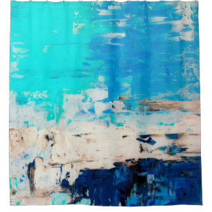 'Opposite' Turquoise Abstract Art Shower Curtain