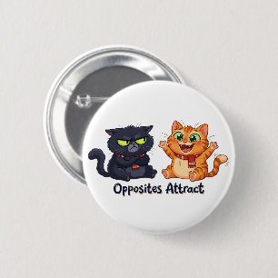 Opposites Attract Cute Cats Design 6 Cm Round Badge