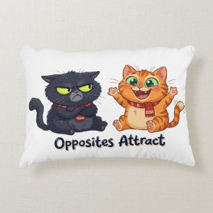 Opposites Attract Cute Cats Design Decorative Cushion