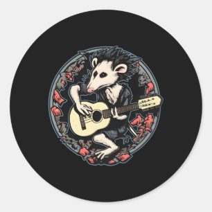 Opposum Playing Banjo Opposum Guitar Classic Round Sticker